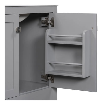 Zolaris Modern Bathroom Vanity with Ceramic Sink, Shelves, Drawers, Wood, Gray