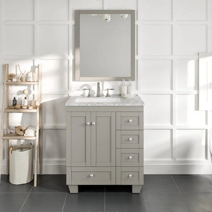 Eviva Bathroom Vanity Acclaim C. 30" Transitional Gray with White Carrara Marble Counter-Top
