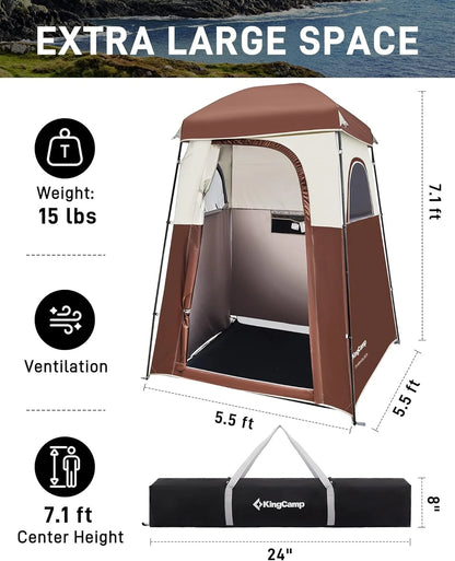 KingCamp Shower Tent, Portable Camping Bathroom Tent with 5 Gallon Solar Heated Bag, Outdoor Privacy Changing Room Tent, Privacy Shelter for Toilet, Dressing Outdoor Camping, Hiking