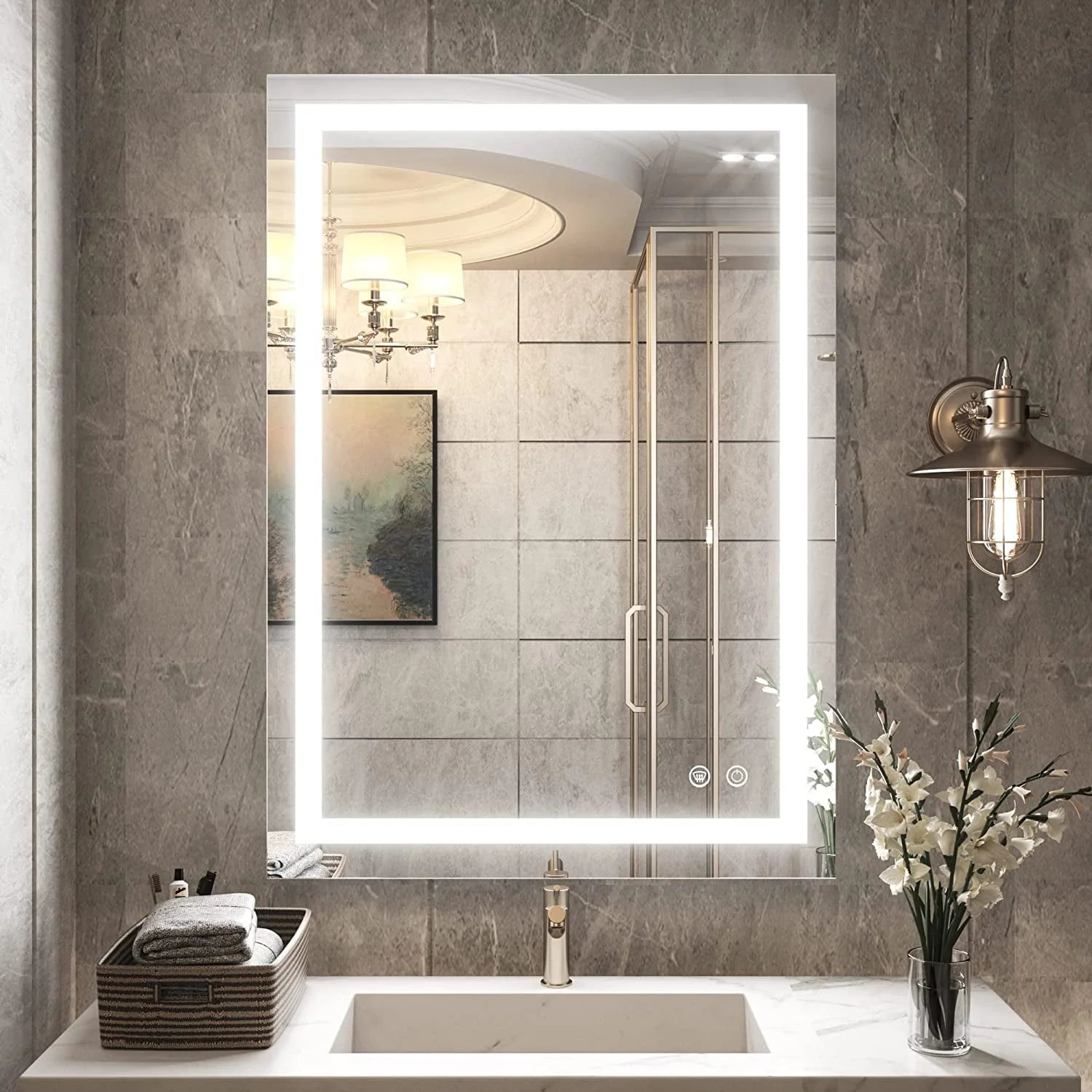 30 x 36 Bathroom LED Mirror Vanity Mirror with Lights,Dimmable ,Anti-Fog,Makeup Wall Mounted Modern Lighted Mirror
