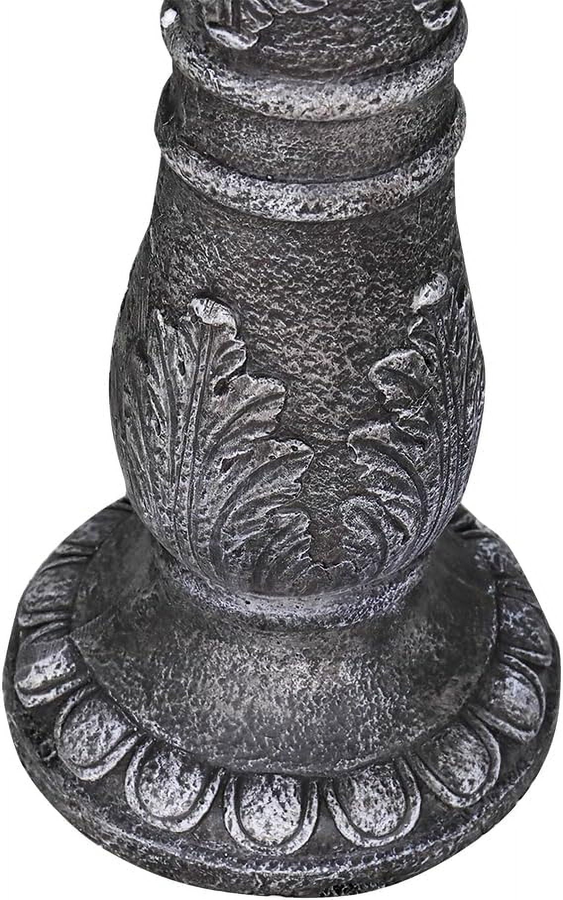 24.4" H Cement Bird Bath for Garden- Fibre Reinforced Concrete Bird Baths for Outdoors, Large Size Vintage Carved Pedestal Birdbath for Patio, Yard, Lawn -20��Dia. X 24.4��H Bird Fountain