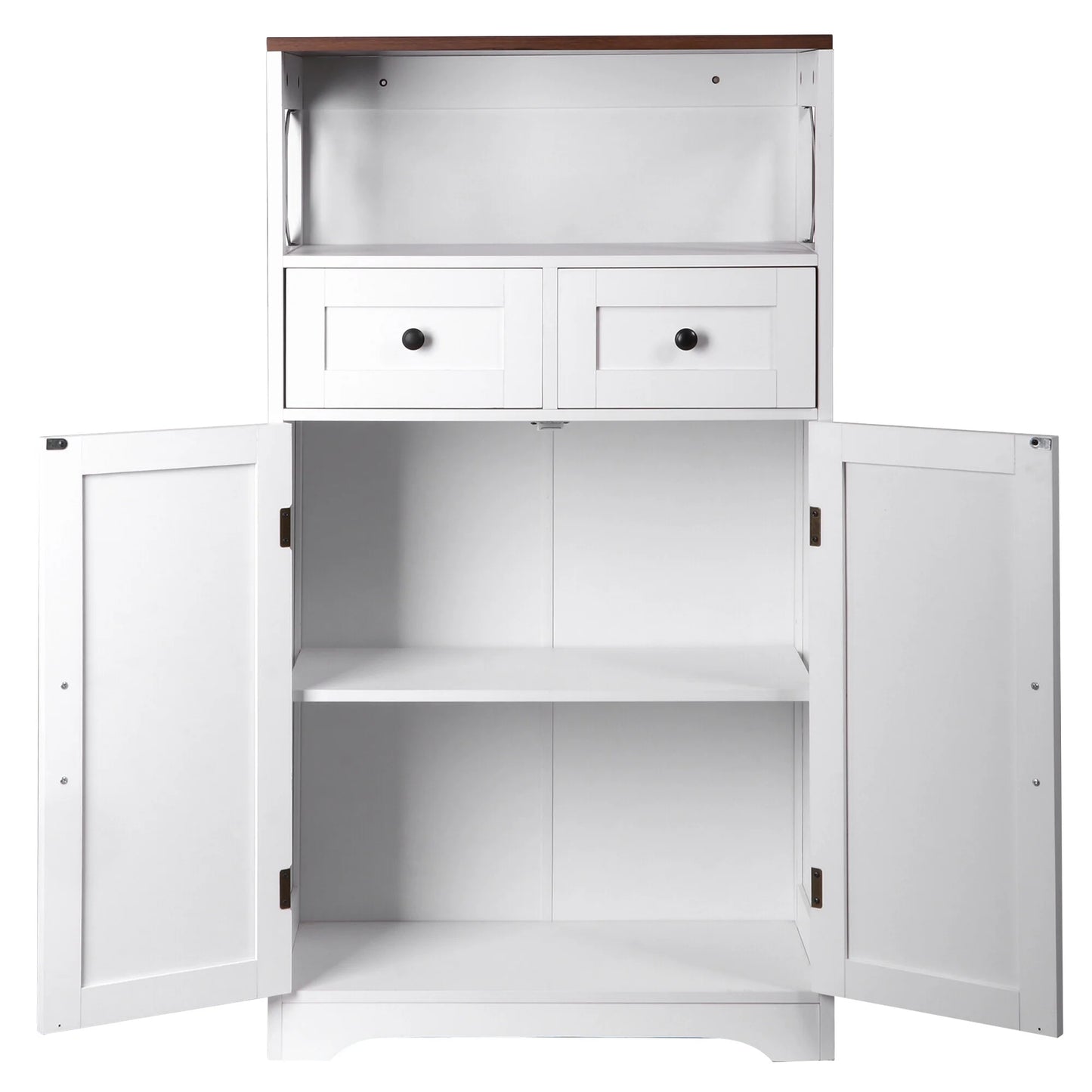 HomGarden Floor Storage Cabinet Large Farmhouse Kitchen Pantry Cabinet W/Drawers & Doors & Shelves for Home, Bathroom, Entryway, Living Room, White