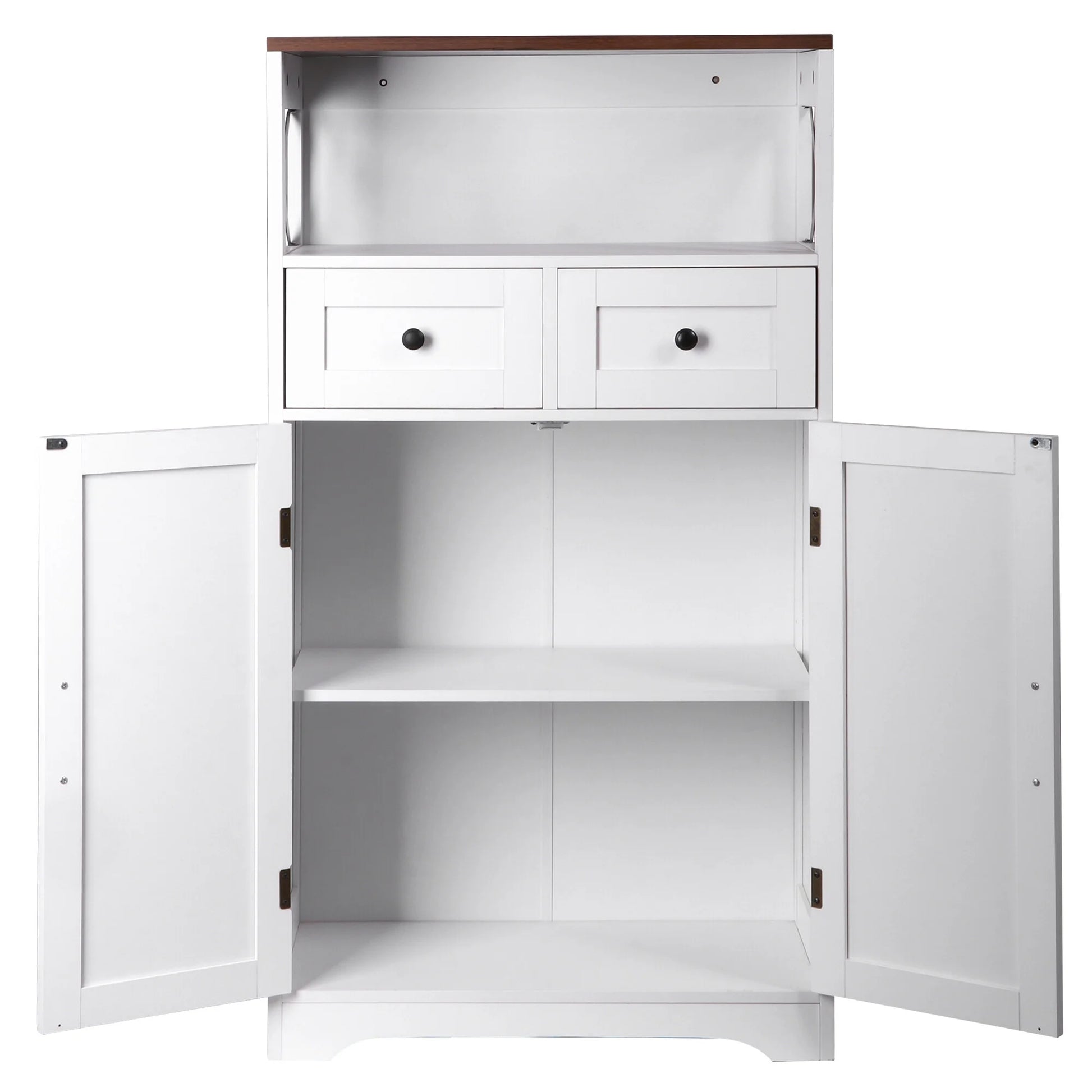 HomGarden Floor Storage Cabinet Large Farmhouse Kitchen Pantry Cabinet W/Drawers & Doors & Shelves for Home, Bathroom, Entryway, Living Room, White