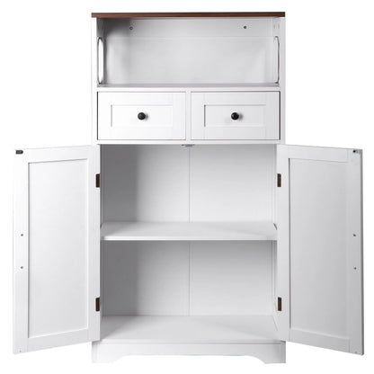 HomGarden Floor Storage Cabinet Large Farmhouse Kitchen Pantry Cabinet W/Drawers & Doors & Shelves for Home, Bathroom, Entryway, Living Room, White