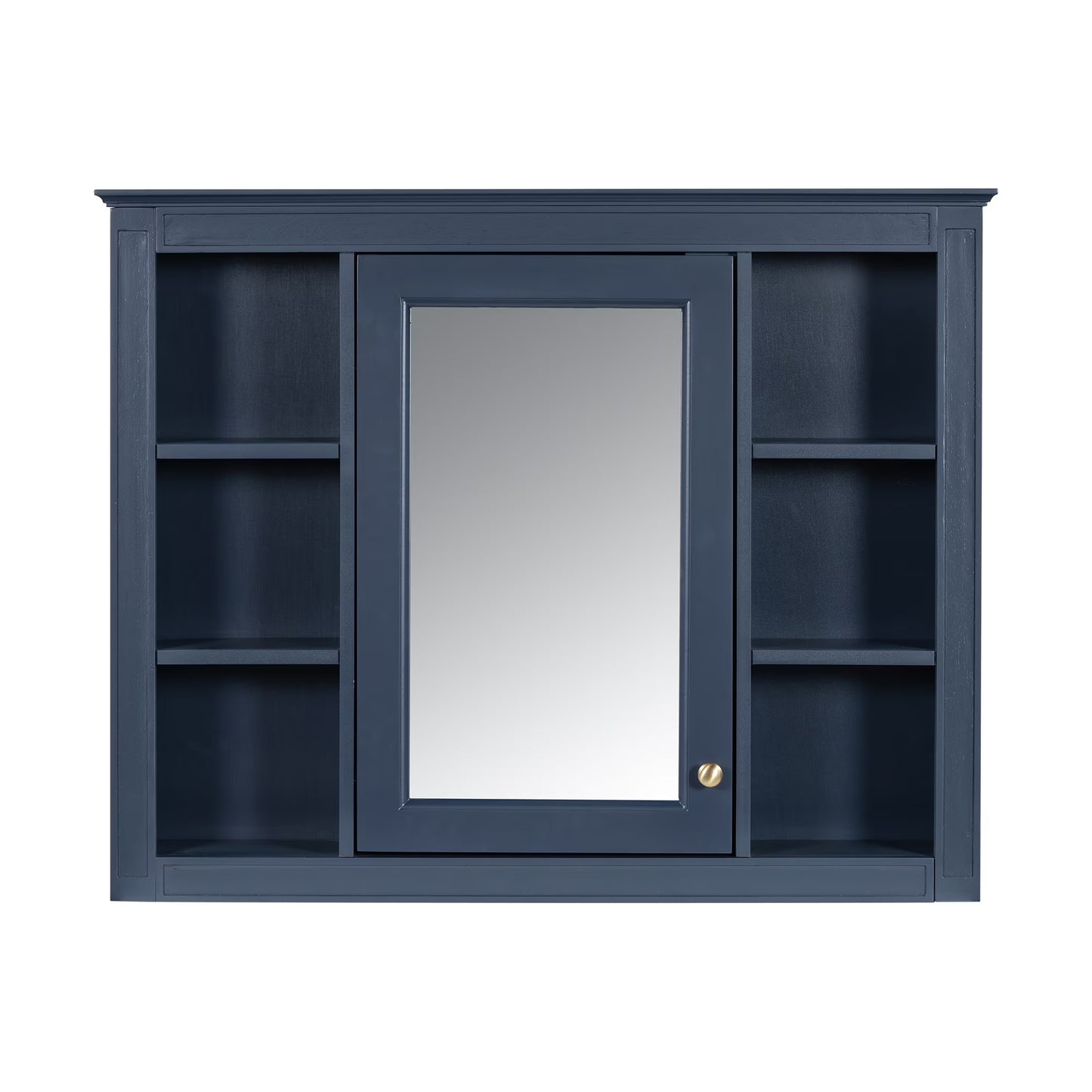 Furvclv Bathroom Wall Mirror Cabinet Modern Wall Mounted Cabinet Storage Organizer With Single Mirror Door 6 Open Shelves