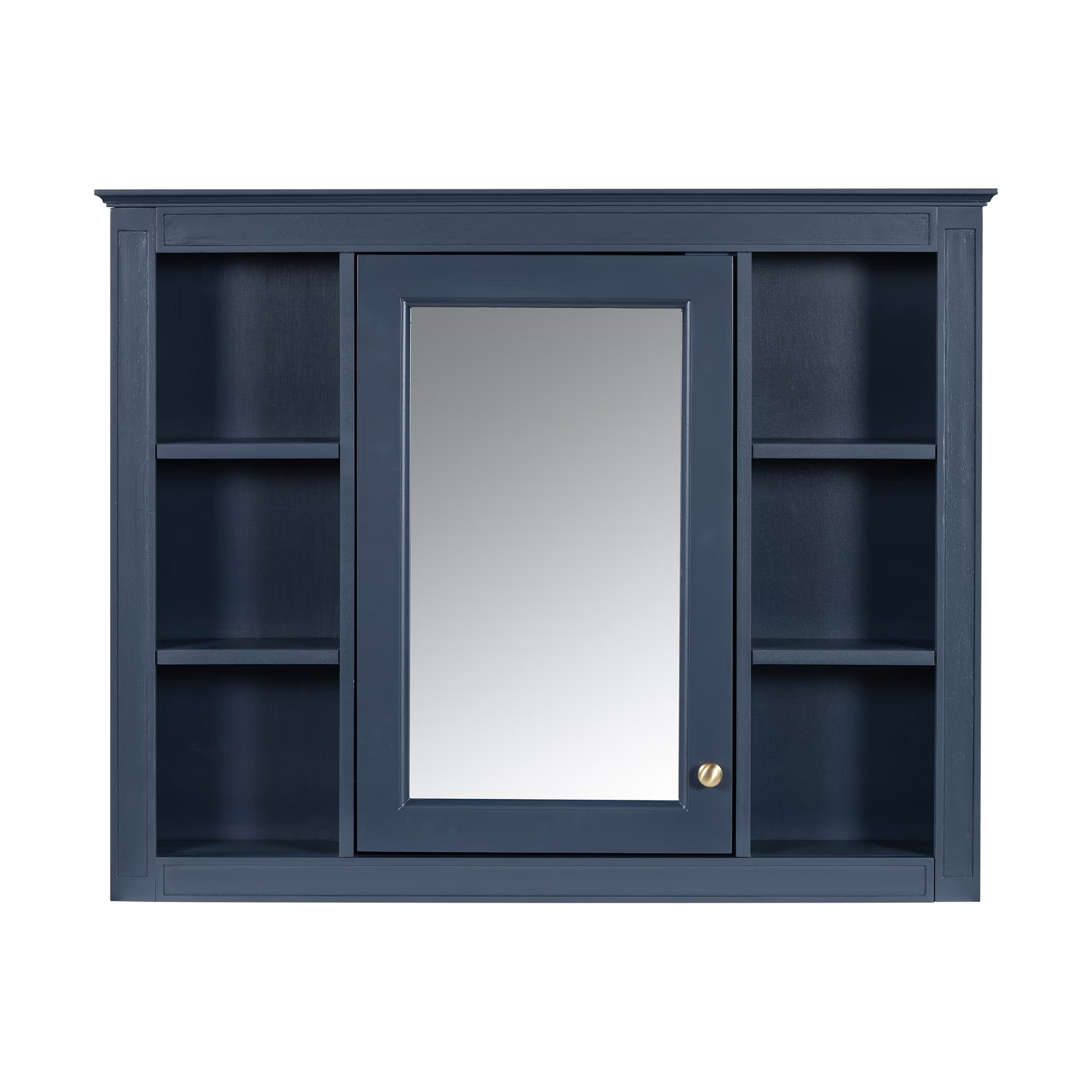 Furvclv Bathroom Wall Mirror Cabinet Modern Wall Mounted Cabinet Storage Organizer With Single Mirror Door 6 Open Shelves