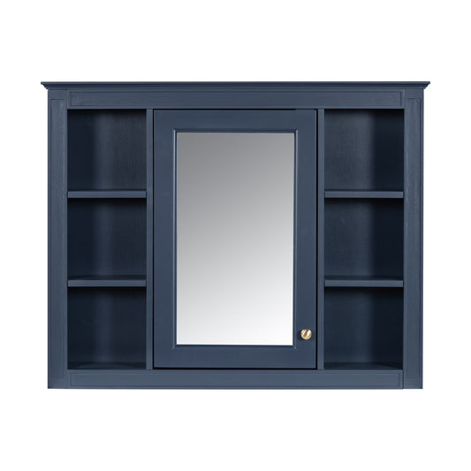 Furvclv Bathroom Wall Mirror Cabinet Modern Wall Mounted Cabinet Storage Organizer With Single Mirror Door 6 Open Shelves