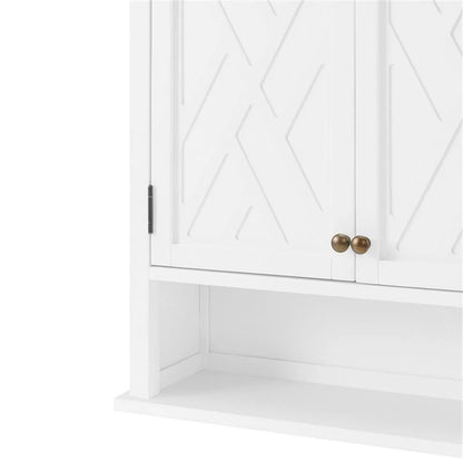 Alaterre Furniture Coventry 27"W x 29"H Wall Mounted Bath Storage Cabinet with Two Doors and Open Shelf