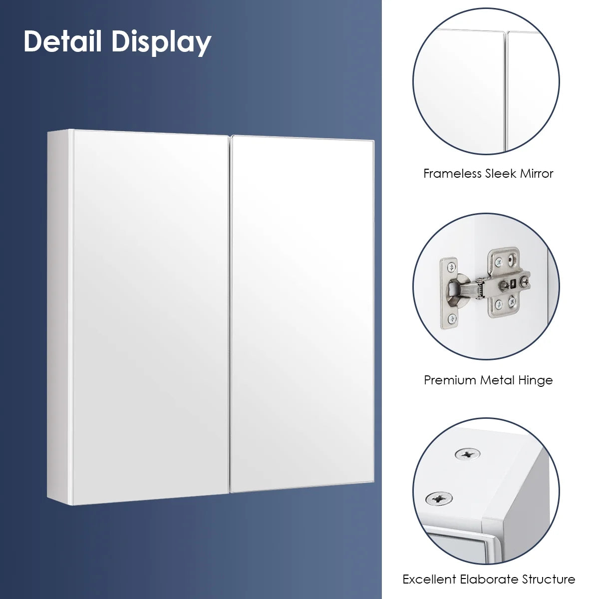 Costway Bathroom Cabinet Medicine Cabinet Wall Mount Double Door with Shelf and Mirror