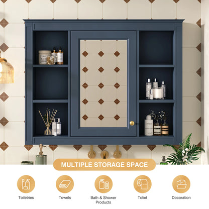Euroco Wall Mounted Bathroom Mirror Cabinet �?Triple Door Vanity Storage with Concealed Shelves, Modern Design, Durable Construction, Easy Assembly