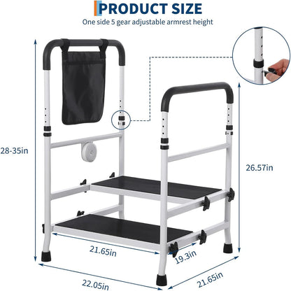 Bed Step Stool for High Bed for Elderly, Bed Rails for Elderly with Adjustable Height Bed Step Stool, Bed Safety Rail Up to 440 Lbs with Handicap Grab Bars for Fall Prevention for Bedside, Bathtub