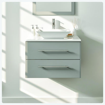 Totti Wave 24" Espresso Modern Bathroom Vanity w/ Super White Man-Made Stone Top & Sink