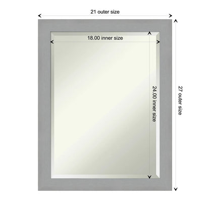 Brushed Nickel Beveled Wood Bathroom Wall Mirror