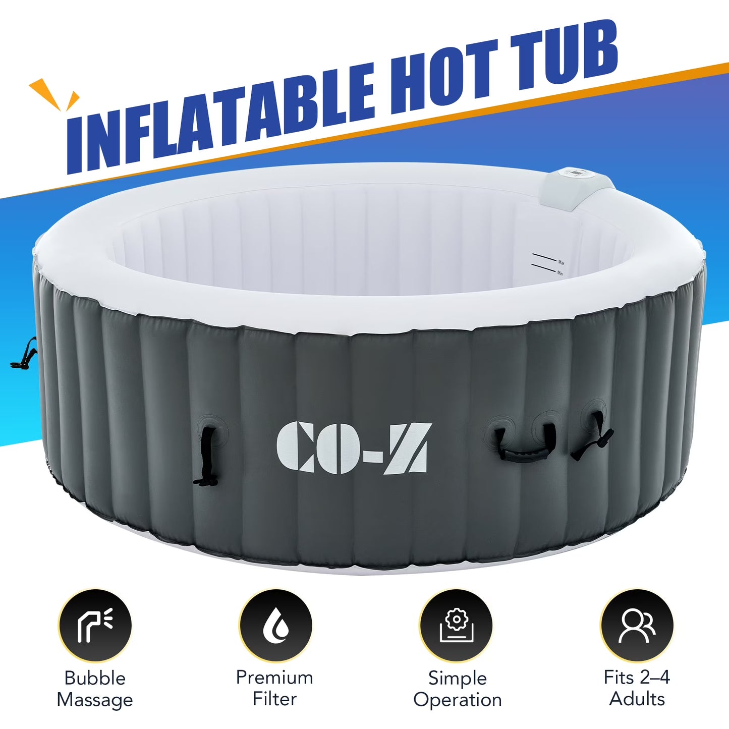 CO-Z 2-4 Persons Inflatable Hot Tub 6 ft Portable Pool and Bathtub w Air Jets Cover Teal