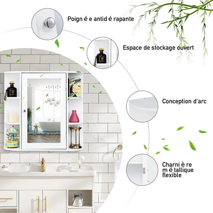 Giantex Bathroom Mirror Cabinet, Modern Wall Cabinet with Mirror, Medicine Cabinet with Mirror, Ideal for Bathroom, Dressing Room or Living Room, 26 x 6.5 x 25 inches (White)