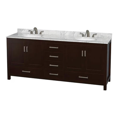 Wyndham Collection Sheffield 80" Metal Double Bathroom Vanity in White/Gray