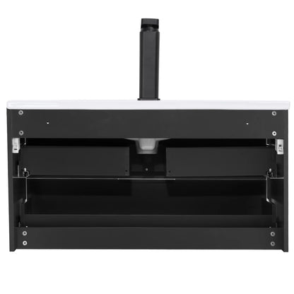 Eclife 36" Modern Bathroom Vanity Sink Combo with Ceramic Top, Faucet, Floating Cabinet