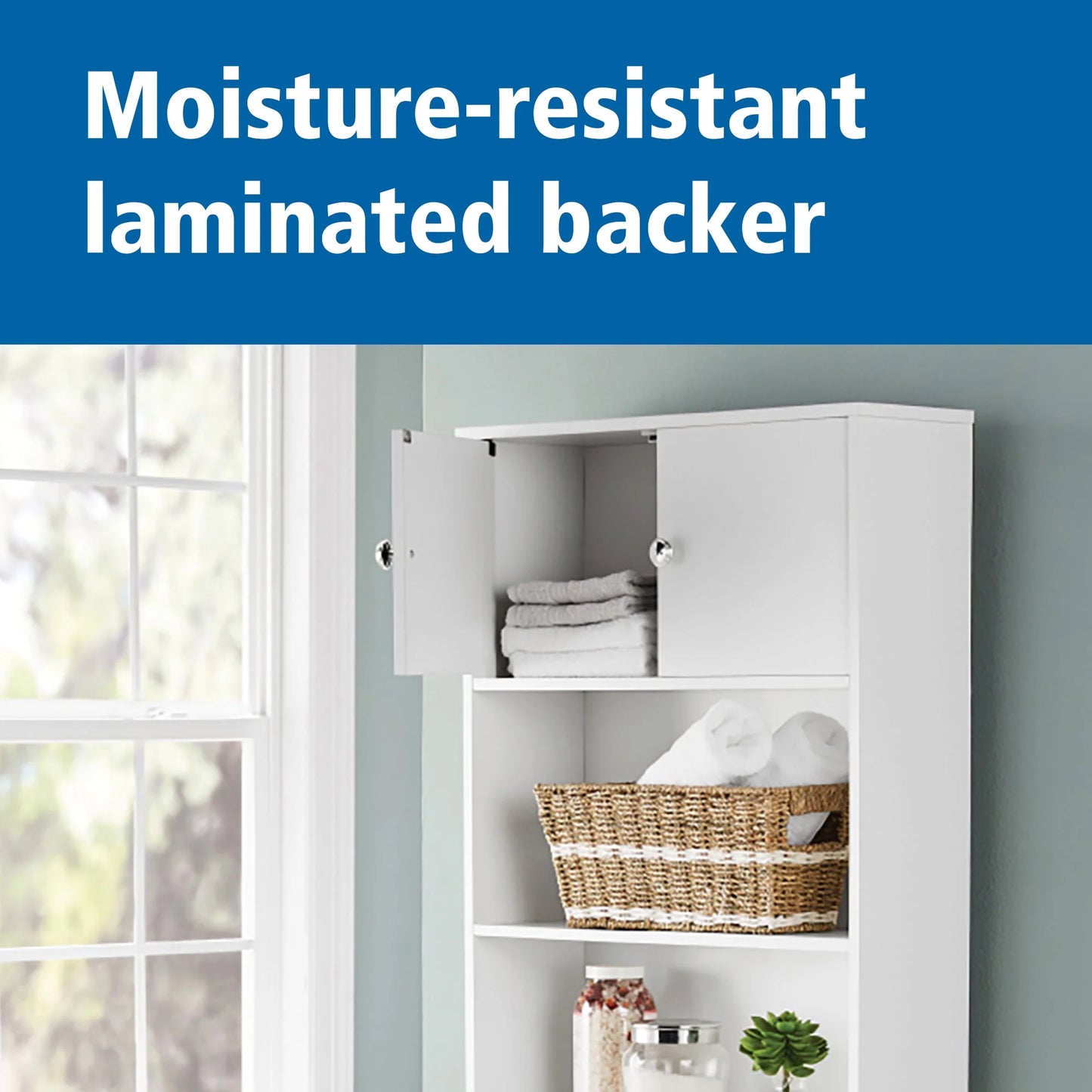Sharemee 23in W Over the Toilet Space Saver Cabinet 3-Shelf Bathroom Storage, White