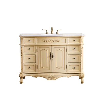 Elegant Decor Danville 48" Single Marble Top Bathroom Vanity in Light Beige