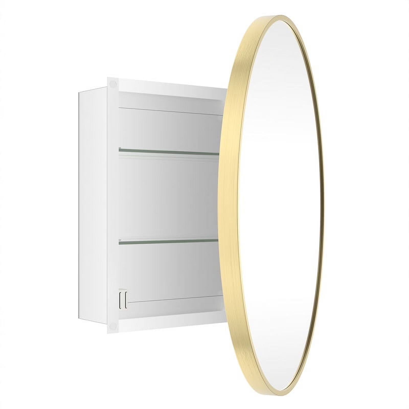 WallBeyond Bathroom Medicine Cabinet with Round Mirror Aluminum Framed 28", Black
