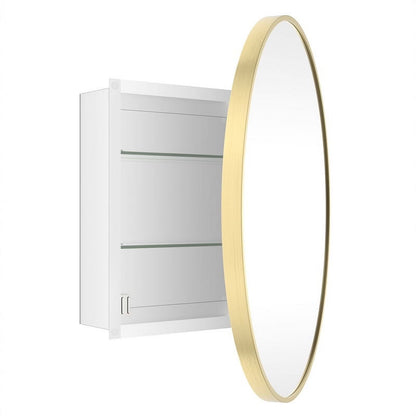 WallBeyond Bathroom Medicine Cabinet with Round Mirror Aluminum Framed 28", Black