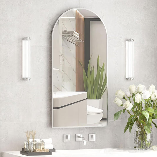 Arched Medicine Cabinet with Mirror,Recessed Medicine Cabinet Mirrors for Bathroom Cabinet with Mirror,Arched Metal Framed Medicine Cabinet,Arch Medicine Cabinet Recessed 16x31 in