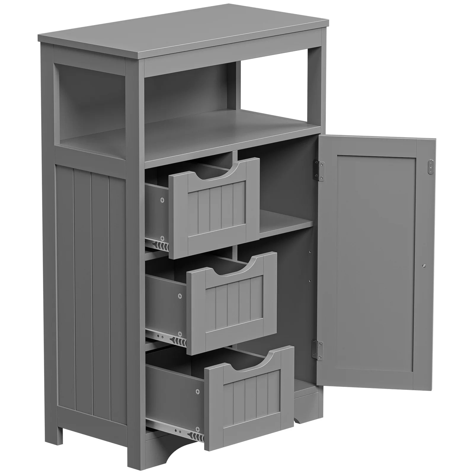 CZMDZH Wooden Bathroom Storage Cabinet with 3 Drawers and 1 Door, Free-Standing Toewels Cupboard for Entryway Living Room Home Furniture