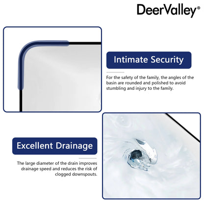 DV-1V0235 DeerValley Ally 19'' x 12'' Drop-In Bathroom Sink Semi-Recessed Vessel Sink Rectangular Above Counter Basin