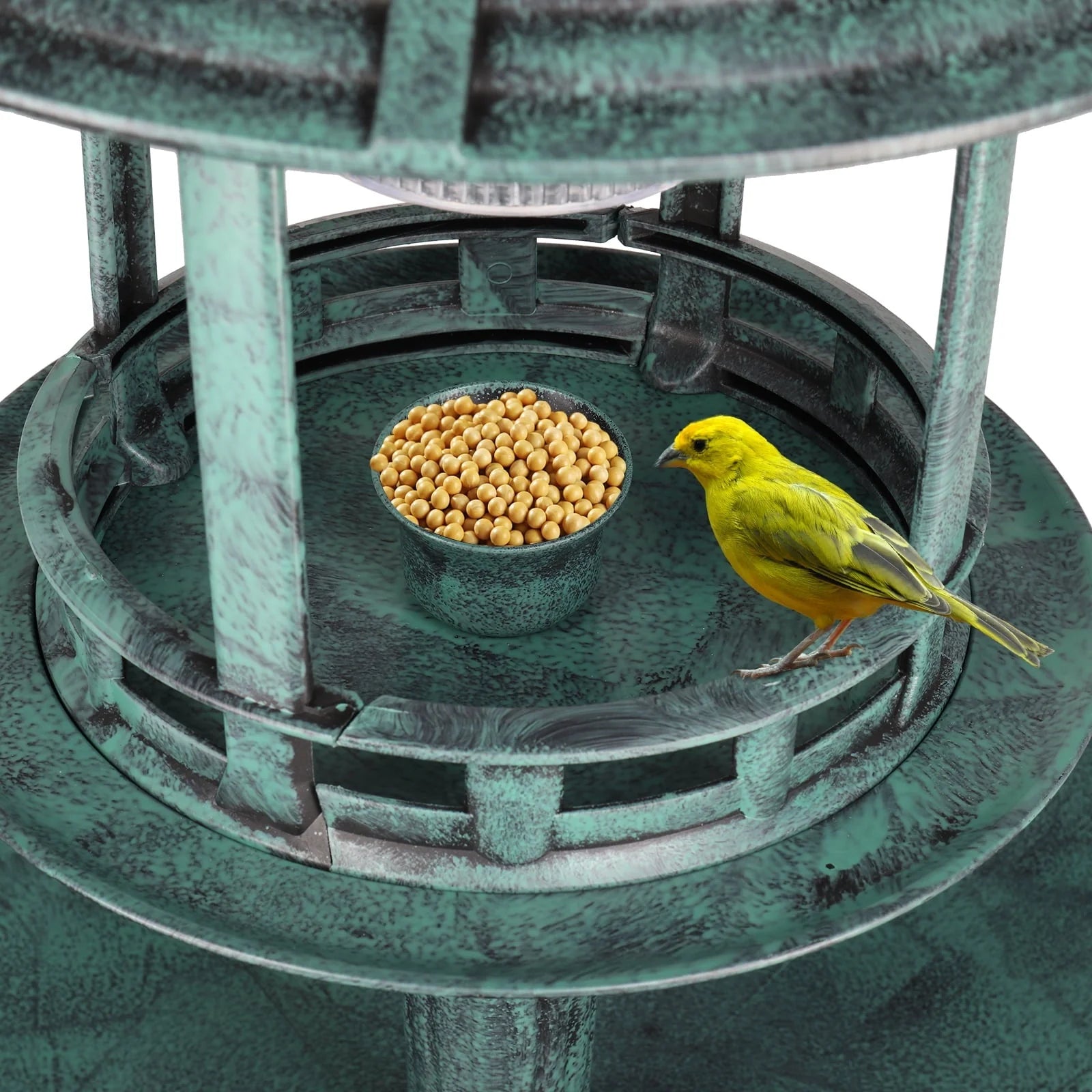 UBesGoo 42 Inch Bird Bath with Solar Light Dark Green