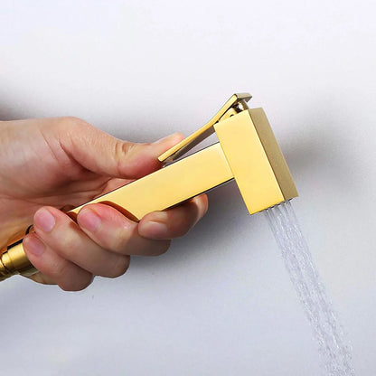 Handheld Bidet Sprayer for Toilet, Titanium Gold Toilet Bidet Sprayer Kit Brass Wall Mounted Bathroom Cloth Diaper Sprayer Set with Single Cold Water for Pet Bathing,1.5M Hose