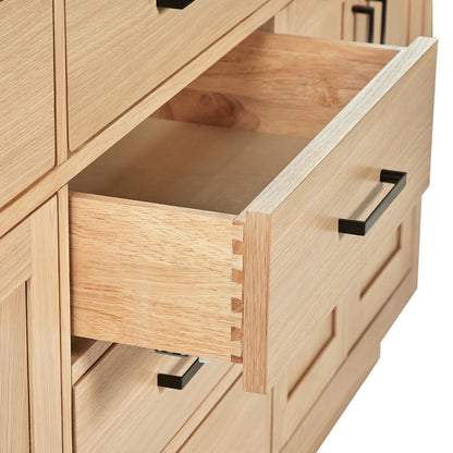 ARIEL Hepburn 72 Inch Double Rectangle Sink Bathroom Vanity With Carrara White Quartz Countertop 1.5 Inch Edge In Oak