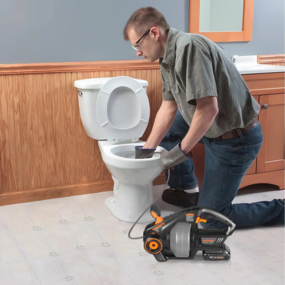 DOMINOX Electric Drain Snake with 2.0Ah Battery and 25FT Plumbing Snakes, Drain Snake Clog Remover for Unclogging Toilet, Sewer, Bathroom, Sink Drain Pipes