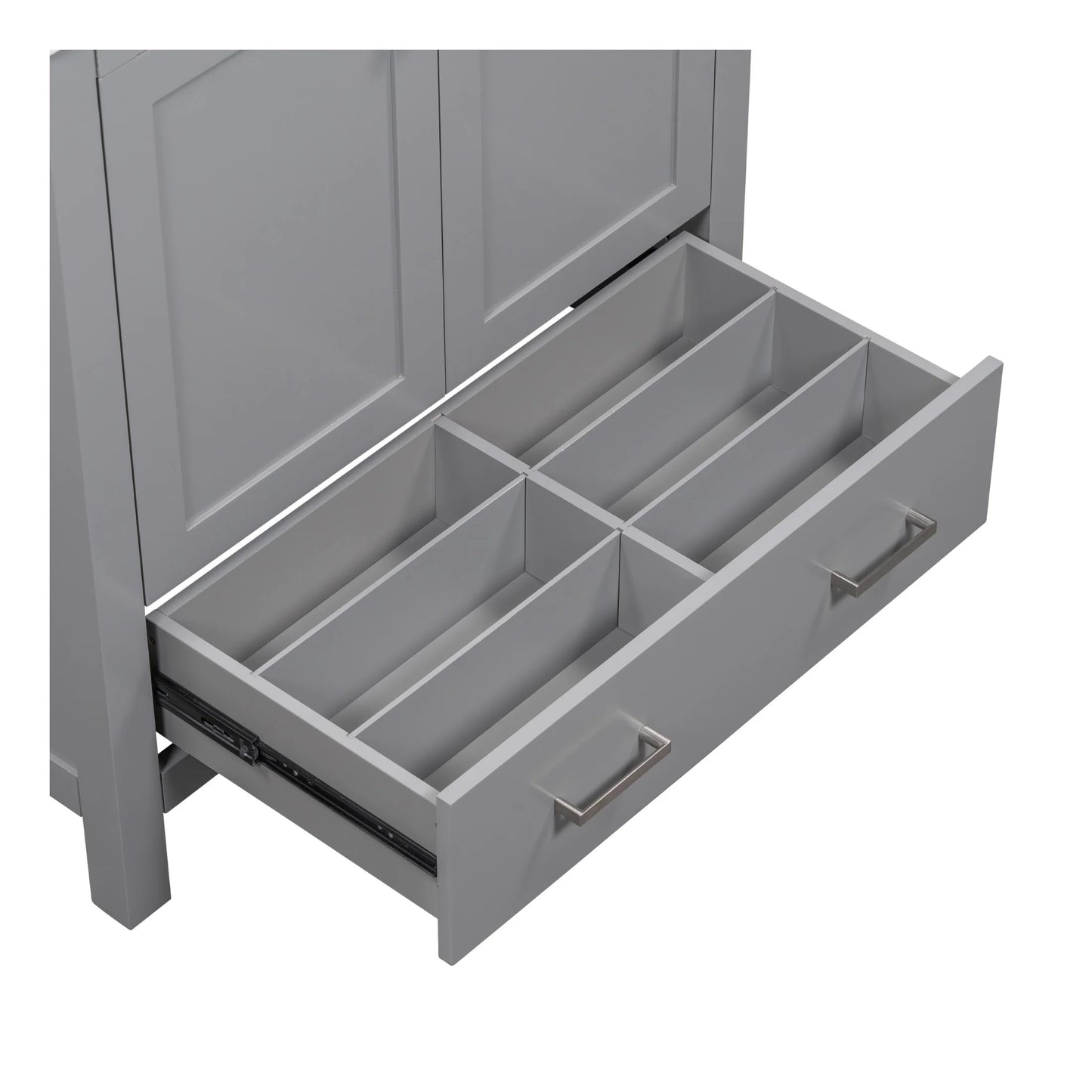Zolaris Modern Bathroom Vanity with Ceramic Sink, Shelves, Drawers, Wood, Gray