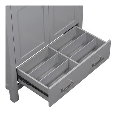 Zolaris Modern Bathroom Vanity with Ceramic Sink, Shelves, Drawers, Wood, Gray