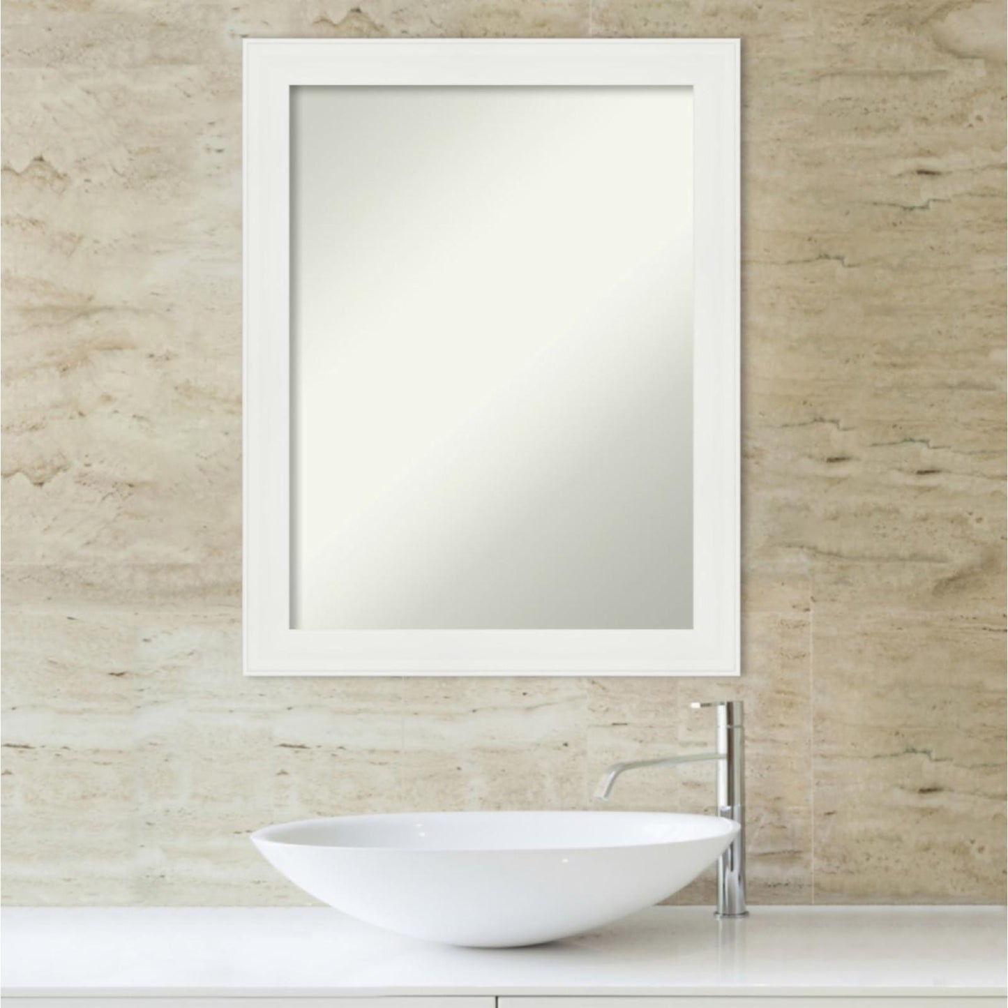 Amanti Art Vanity White Framed Non-Beveled Bathroom Vanity Wall Mirror - 21.5 x 27.5 in