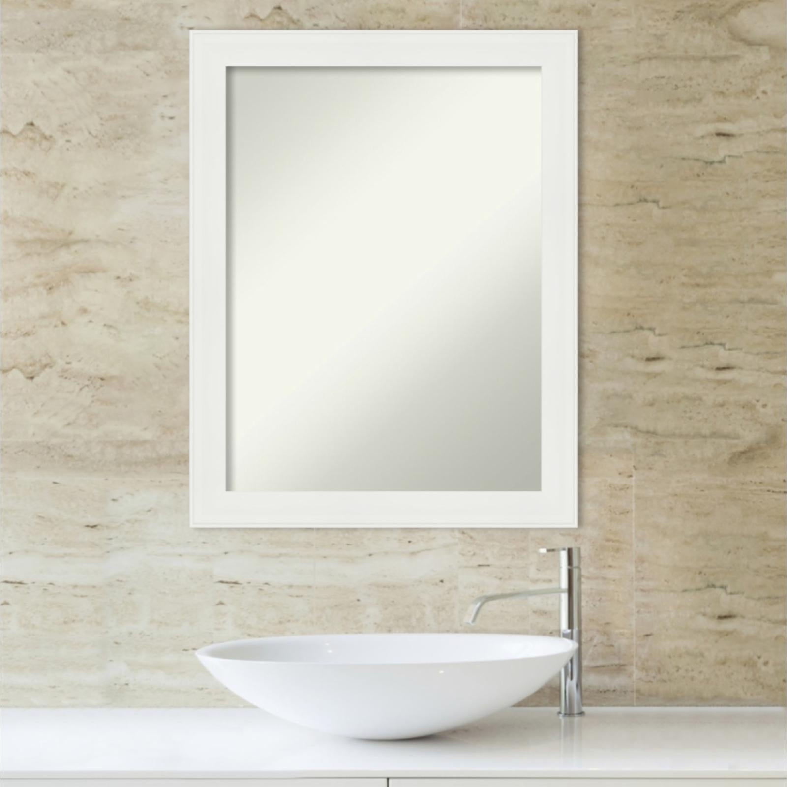 Amanti Art Vanity White Framed Non-Beveled Bathroom Vanity Wall Mirror - 21.5 x 27.5 in