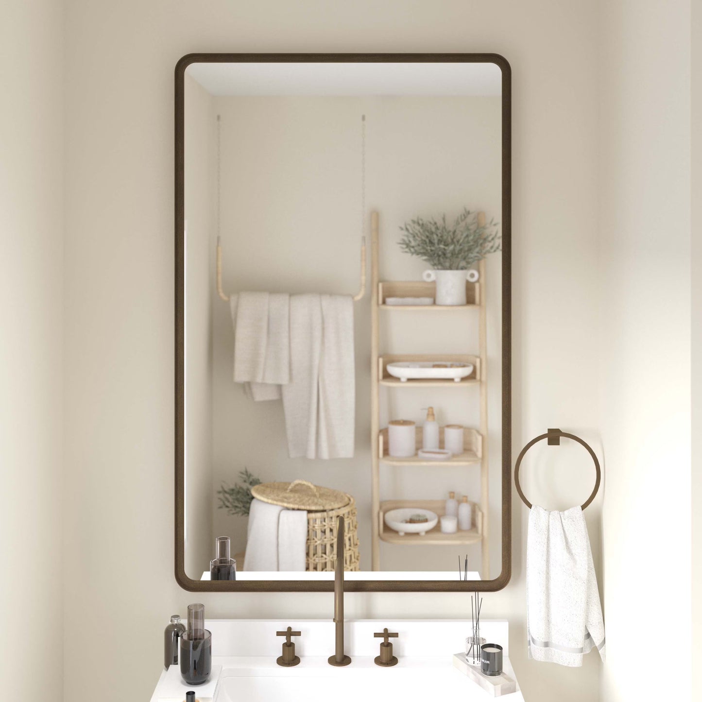 Emma + Oliver 48" x 30" Rectangular Wall Mirror with Black Frame and Silver Backed Glass for Clarity for Entryways, Bathrooms & More