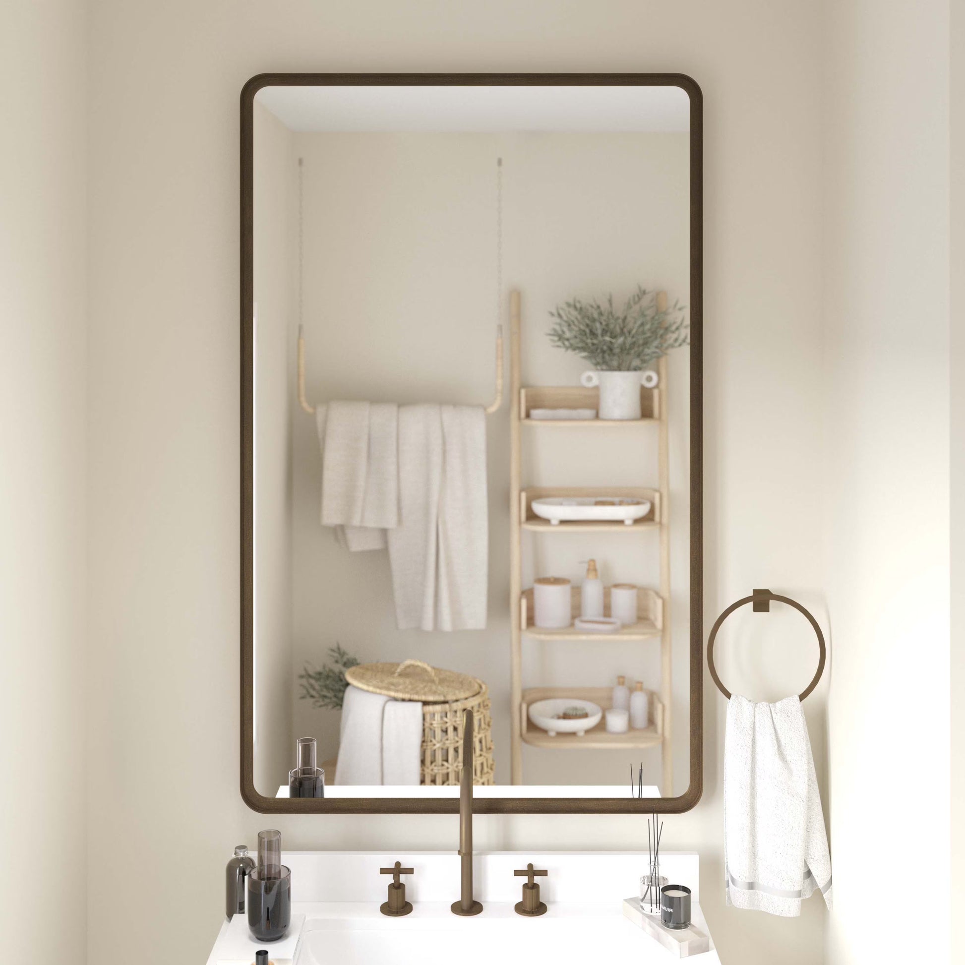 Emma + Oliver 48" x 30" Rectangular Wall Mirror with Black Frame and Silver Backed Glass for Clarity for Entryways, Bathrooms & More