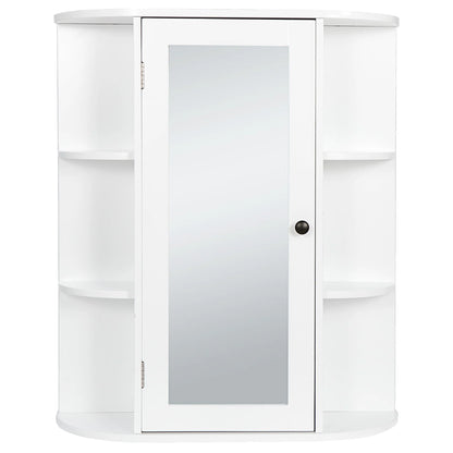 HomGarden Mirror Door Wall-Mount Bathroom Cabinet, Medicine Cupboard White, 6.5” W