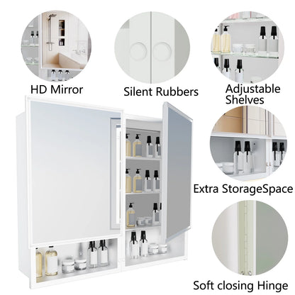 FUMANGO 32x26 Mirror Cabinet, Simple&Beautiful, Large Storage Space, Matte White for Bathroom Vanity