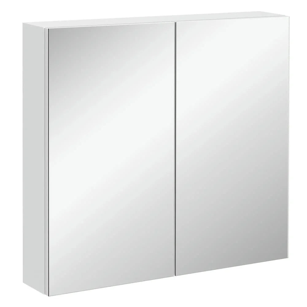 Topcobe Bathroom Mirrored Cabinet, 24"x22" Steel Frame Medicine Cabinet, Wall-Mounted Storage Organizer with Double Doors, Modern Furniture for Bathroom, White