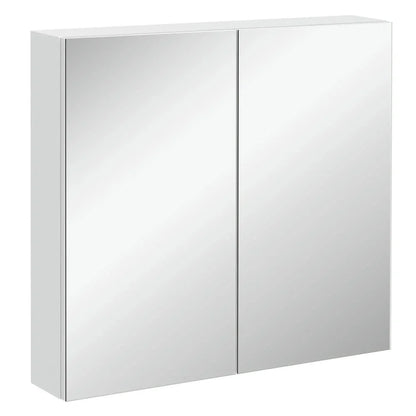 Topcobe Bathroom Mirrored Cabinet, 24"x22" Steel Frame Medicine Cabinet, Wall-Mounted Storage Organizer with Double Doors, Modern Furniture for Bathroom, White
