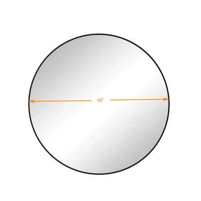 48" Round Mirror, Wall Circle Mirrors with Metal Framed, Circular Vanity Mirror Dressing Mirror for Bathroom, Living Room, Bedroom Wall Decor, Black