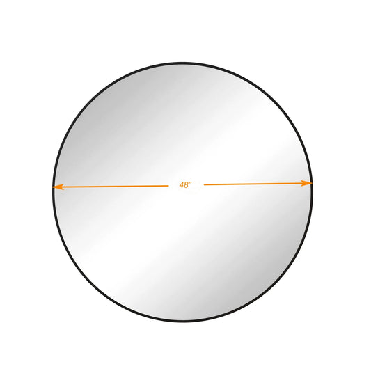 48" Round Mirror, Wall Circle Mirrors with Metal Framed, Circular Vanity Mirror Dressing Mirror for Bathroom, Living Room, Bedroom Wall Decor, Black