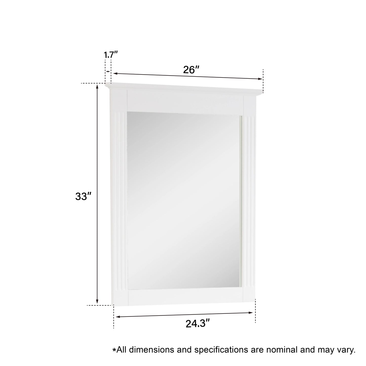 Forclover 33" x 26" 2 PCS Rectangle Wall-Mounted Vanity Mirror, Solid Wooden Framed Makeup Mirror, Bathroom Wall Mirror Apply to Bathroom Living Room Entryway, White