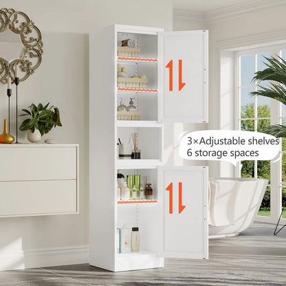 15.75"W Freestand Metal Tall and Thin Narrow Corner Storage Cabinet for Kitchen Bathroom Living Room