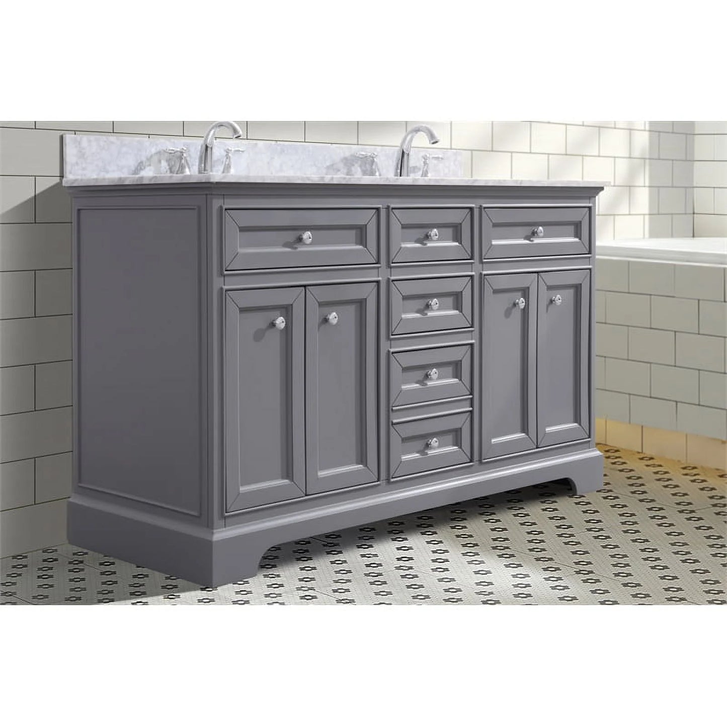 Ari Kitchen & Bath South Bay 55" Solid Wood Bathroom Vanity in Gray