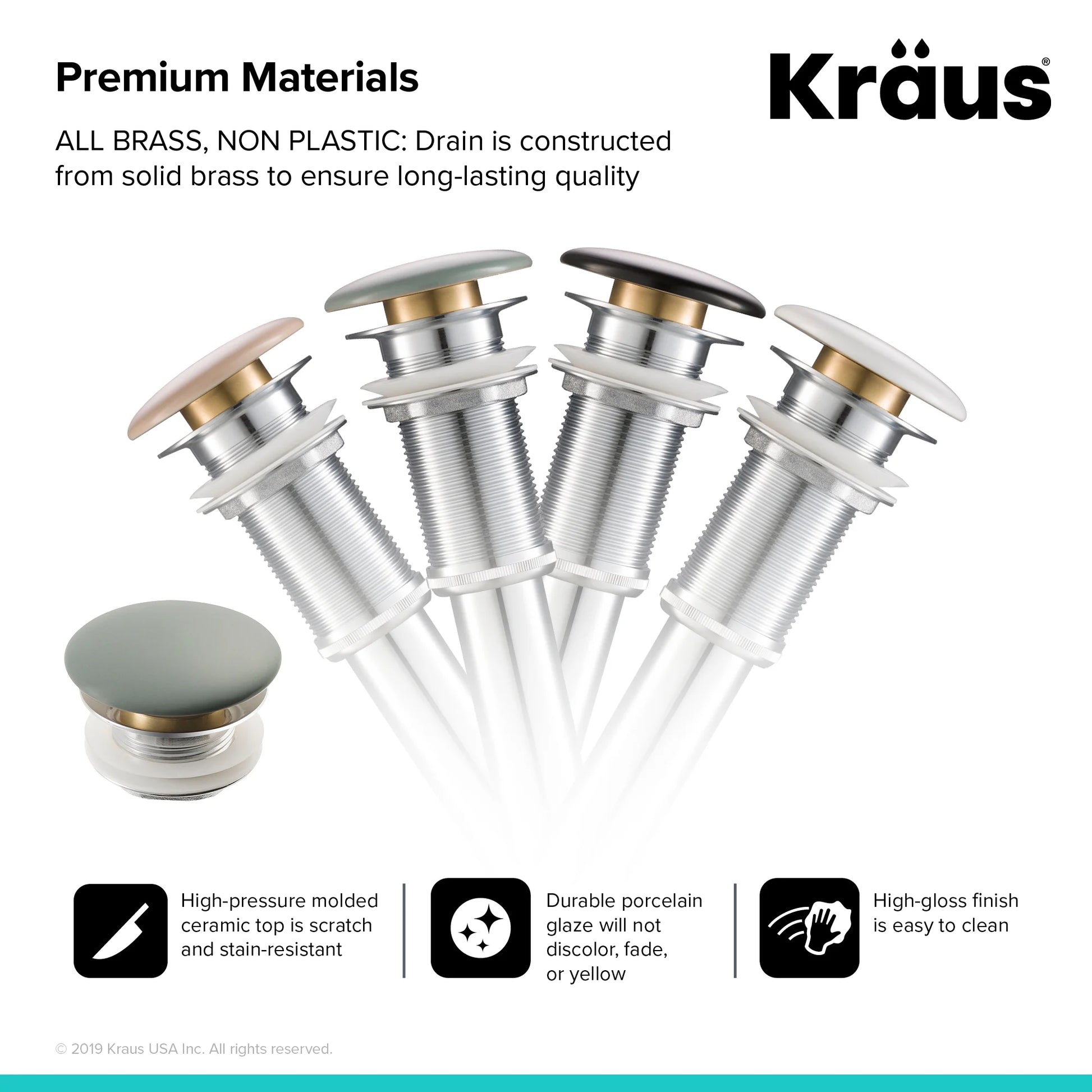 KRAUS Viva Round Gray Porcelain Ceramic Vessel Bathroom Sink with Pop-Up Drain, 16 1/2 in. D x 5 1/2 in. H