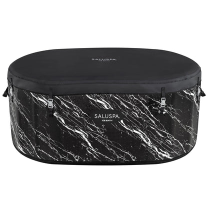 SaluSpa: Glacial Dip - Cold Plunge Inflatable Tub - 60x36x28", Black Marble, Ice Bath, FortiFiber, Polar Shield Year Round Use, Cover & Storage Bag