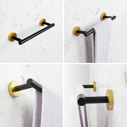 Matte Black Bathroom Accessories Kit 5-Pieces Bathroom Hardware Set Wall Mounted - Includes 24" Double Towel Bar, 12" Hand Towel Bar, Toilet Paper Holder, 2X Robe Towel Hooks …